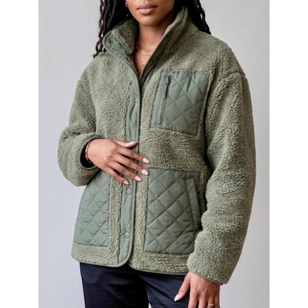 Bagatelle Collection Teddy Quilted Sherpa Fleece Jacket Size Medium